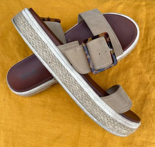 MIA Two Strap Tan Espadrille Platform Sandal Size 9.5 - Image 4