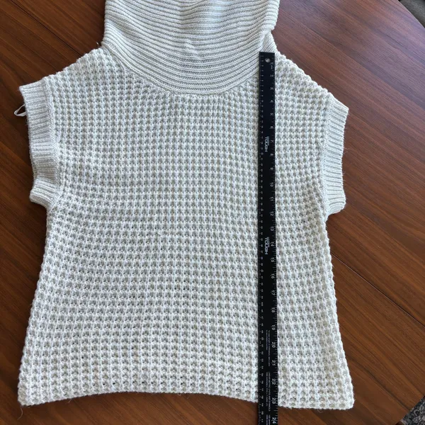 Nine West Vintage America Cream Waffle Knit Cowl Neck‎ Sweater Petite Large - Image 12