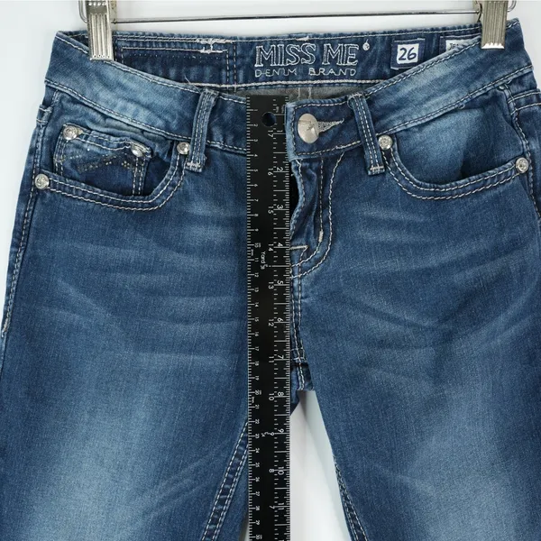 Miss Me Jegging Jeans Womens 26x30 JE1051GR Skinny Bling‎ Rhinestone Embroidered - Image 10