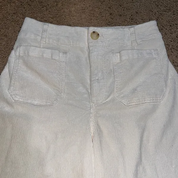 Anthropologie Maeve The Colette Corduroy Ankle Cropped Wide‎ Leg Pants Cream 29 - Image 4