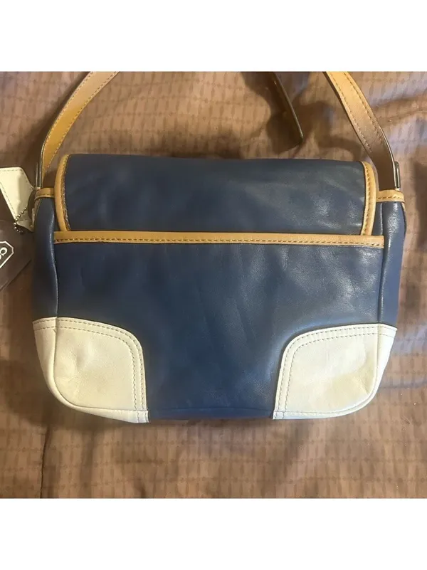 COACH 2014 Hadley Tricolor Colorblock blue tan & white leather crossbody - Image 5