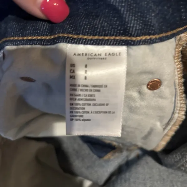 American Eagle Y2K Low-Rise Maxi ‎ Jean Skirt Sz 8 Medium Wash Grunge Denim - Image 5