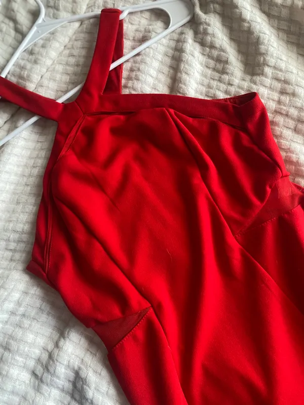 Red High neck Cocktail Dress - Image 2