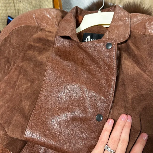 AVANTI Womens Brown Suede Leather Mix Jacket Size S‎ - Image 11