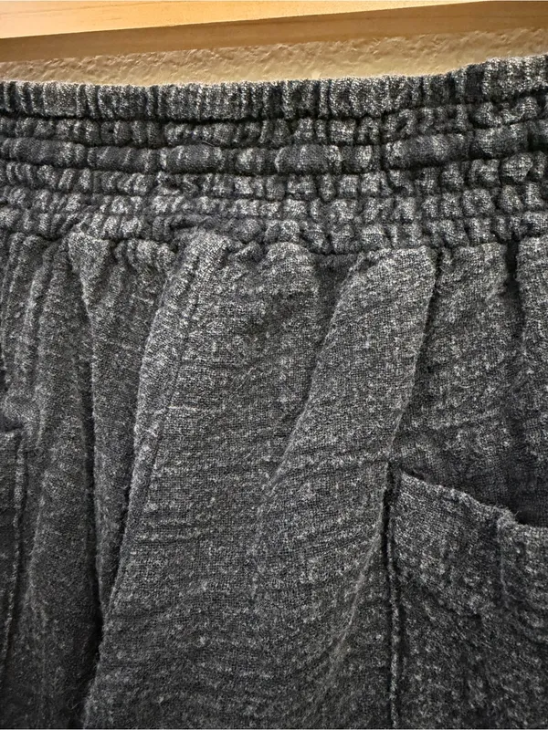 Ocean Drive Washed Black Drawstring Textured Joggers with White Cord Small - Image 4