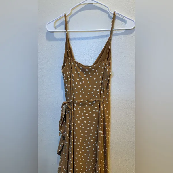 L*Space Polka Dot‎ Wrap Dress Tan Ruffle Maxi Dress Size M - Image 9