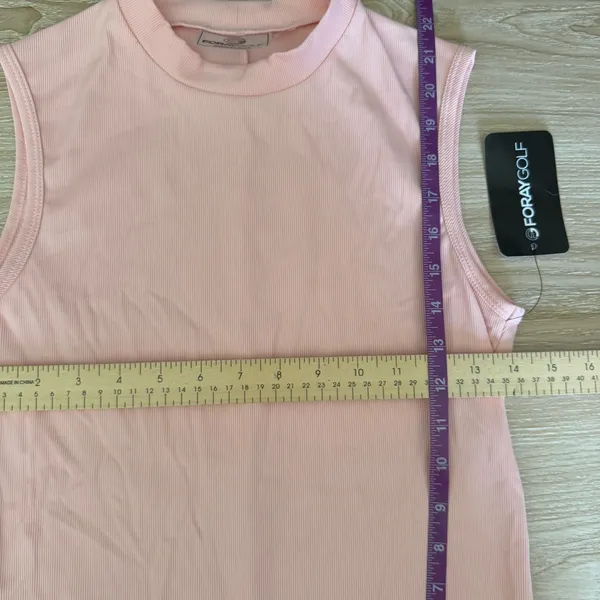 Foray Golf XS NEW Mock Neck Rib Tank‎ Top Powder Pink Athletic Preppy - Image 5