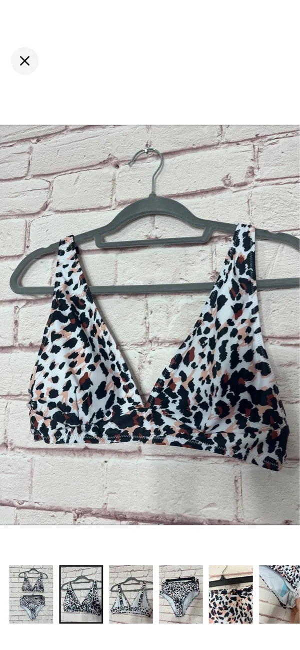 Boutique Leopard Print High Rise Bikini NWT Large. Fuller coverage. Removable padding. No underwire. Adjustable straps. 15-16” waist 13” rise 14-15” bust - Image 2