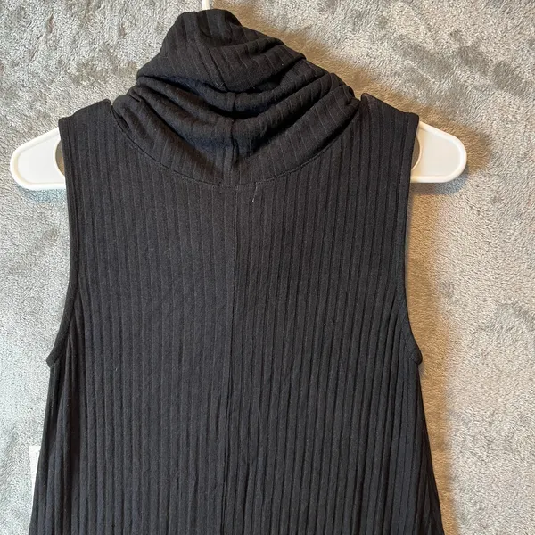 Abound Cowl Neck Knit Ribbed Sleeveless Dress Black Ribbed‎ Size Medium New - Image 2