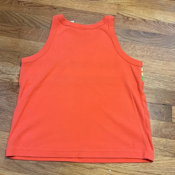 Y2K Vintage Fiorlini International Orange Stripe Tank Top Retro Casual Large - Image 5