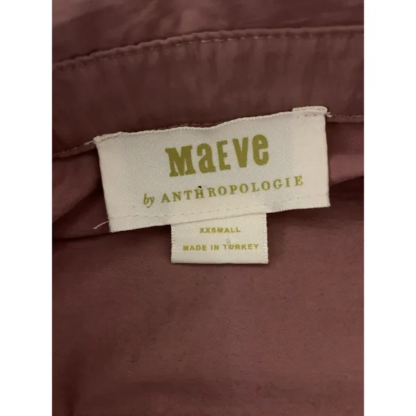 Maeve Anthropologie Taffeta Pink Shirt Dress Balloon Sleeve‎ Midi Boho XXS - Image 6