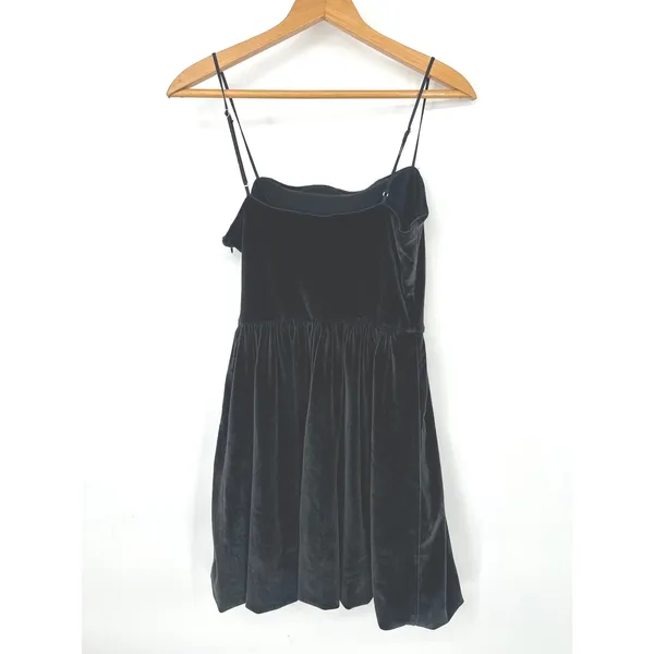 Abercrombie & Fitch Velvet Mini Dress M Black Party Bubble Hem Grunge Goth Soft - Image 5