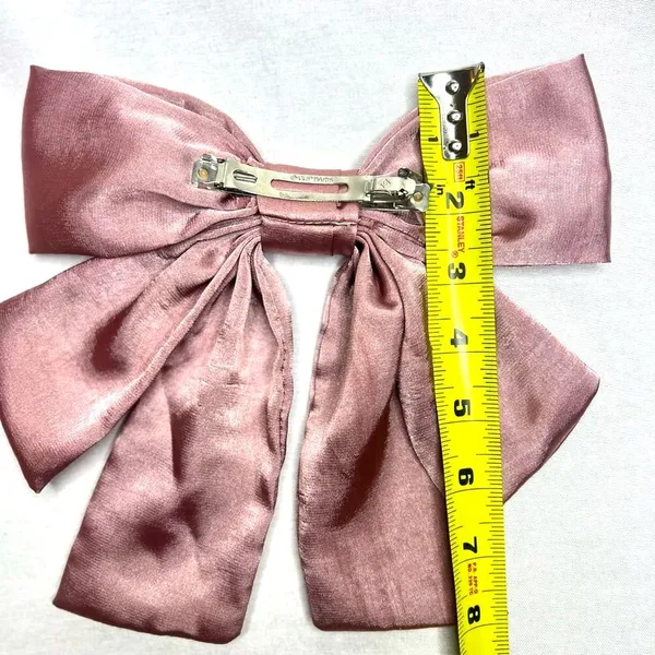 Women’s Dusty Pink Oversized Silky Soft Satin Elegant Hair Bow clip Coquette Y2K - Image 6