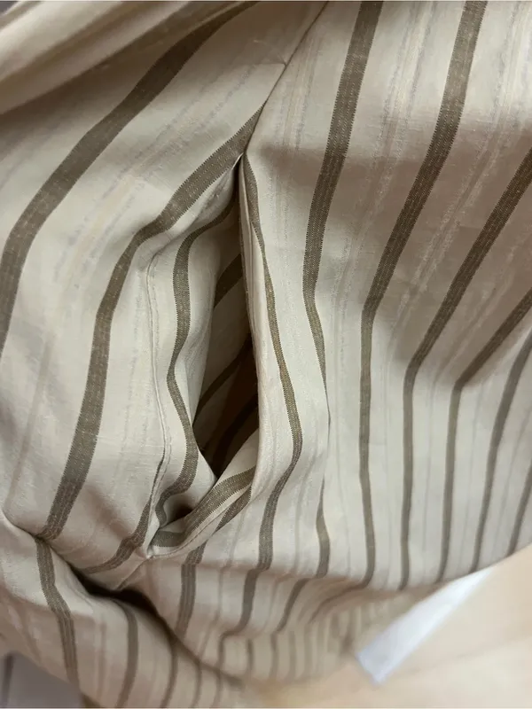Womens M Beige Striped Cotton Maxi Sundress Cutout Back Pockets Boho - Image 3