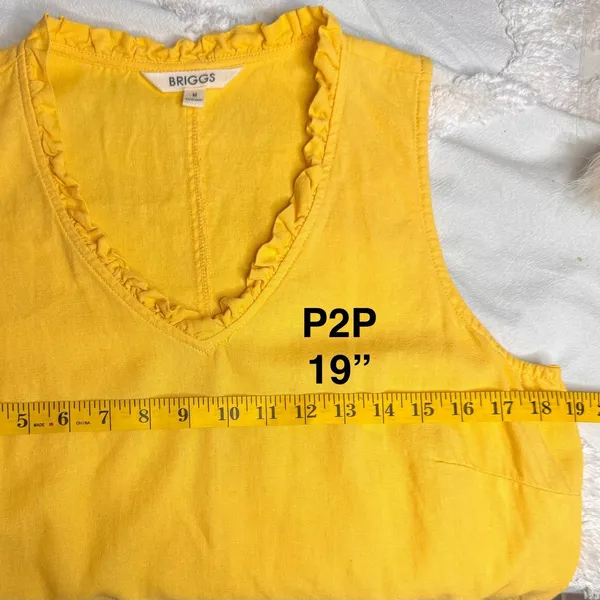 Briggs Yellow Linen Blend Pocket Dress Sz‎ M V-Neck Sleeveless Casual Above Knee - Image 12