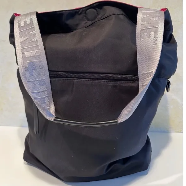 Lifetime Fitness Black Nylon Tote Bag Pink Lining Gym Travel Work Shoulder Bag - Image 2