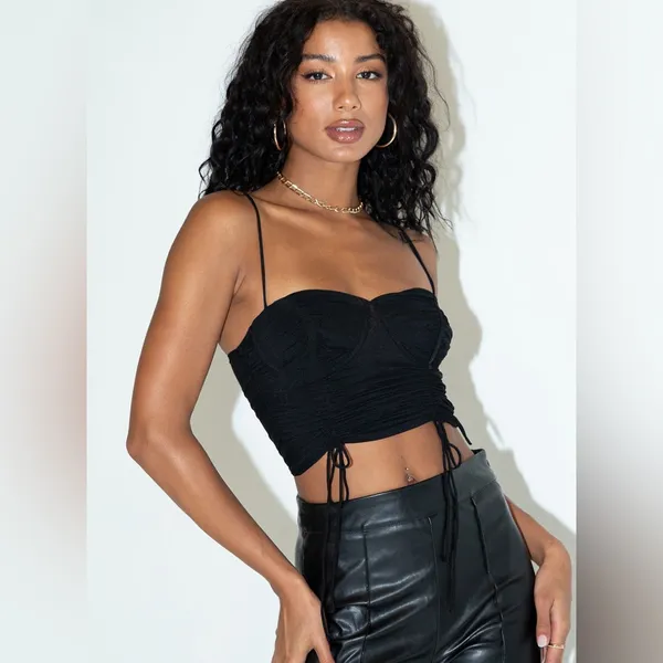 Princess Polly Shine Bright Crop Top in Black Size 6 - Image 4