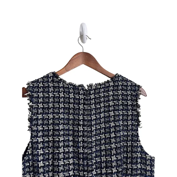 J.Crew Textured Tweed Houndstooth Sheath Dress Blue Womans 14 - Image 8