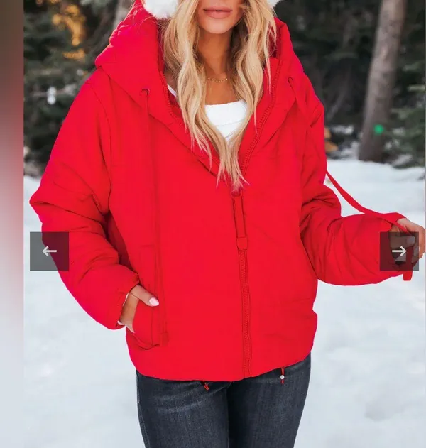 Vici Stay Awhile Pocketed Hooded Puffer Jacket - Red - Image 2