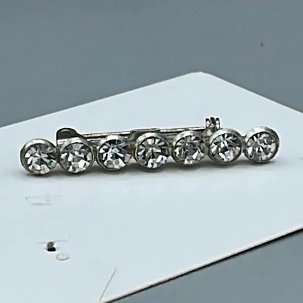 Vintage crystal bar brooch Silver - Image 3