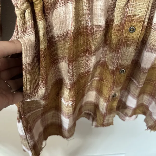 We The Free People Dress Women's XS By The Way Plaid‎ Mini Tunic Button Pockets - Image 4