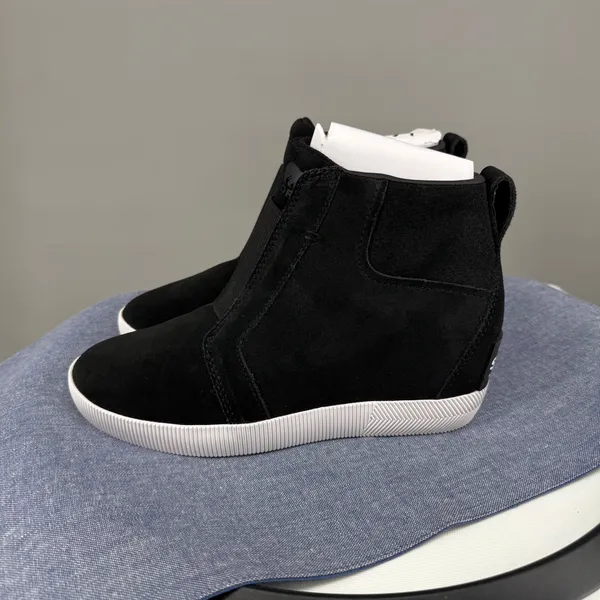 Sorel Out N About Pull-On Wedge‎ Sneaker Women 7 Black Waterproof Suede Bootie - Image 4