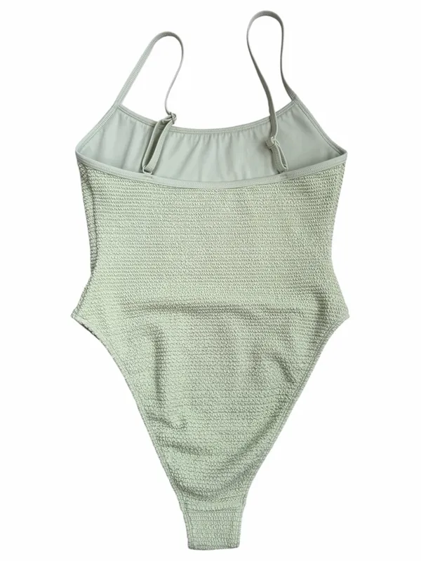 Pacsun Textured High Cut One-Piece Swimsuit in Sage Green - Image 2