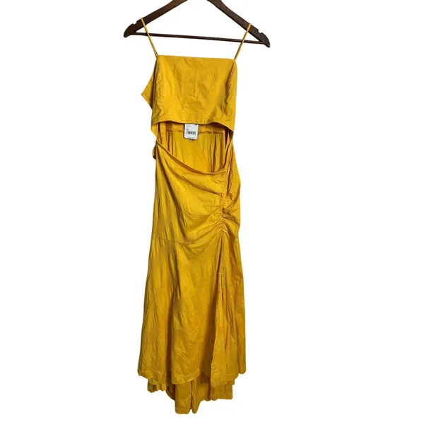 Free People Endless Summer Ready Midi Dress NWT Cutout Ruched Assymetrical M - Image 3
