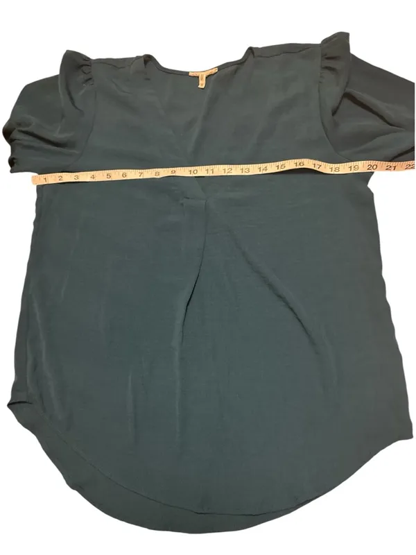 Teal V-Neck Long Sleeve Women's Blouse Sz M - Image 7