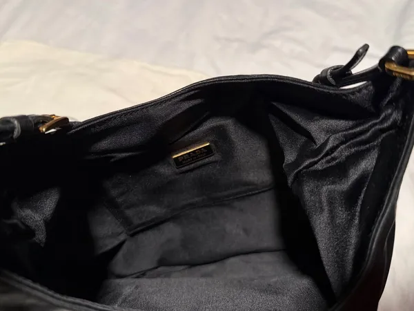 Prada Black Leather Hobo with Gold Chain Accent and dust bag . - Image 5