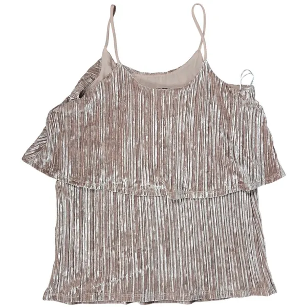 RO&DE Womens‎ Velvet Cold Shoulder Tiered Cami Top Size S Made in USA - Image 2