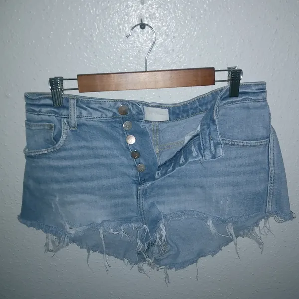 Gilded Intent 30 High Rise 5-Button Fly Distressed Raw Hem Jeans Shorts - Image 7