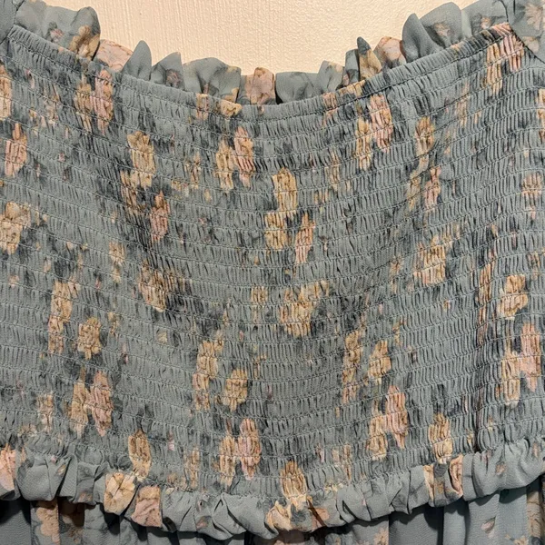 Ardene NWT Floral Ruffle Smocked On Off Shoulder Tiered Dress Size L Whimsical - Image 5