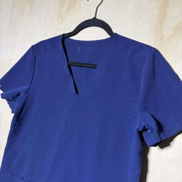 FIGS Womens Small Navy Blue Scrub Top Medical Healthcare Stretch V Neck‎ - Image 2