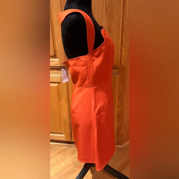 CIDER Structured Bodice Halter A-Line‎ Mini Dress Burnt Orange Size Large - Image 4