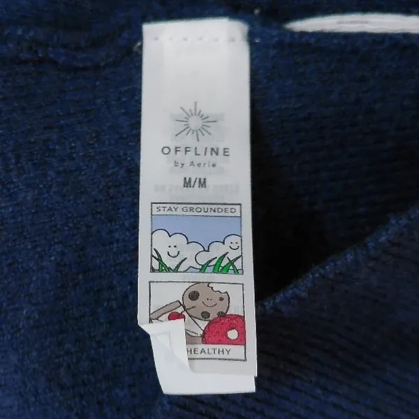 Aerie OFFLINE Short Sleeve‎ Knit Polo Sweater Navy Blue M NWT 1301-2188 - Image 4