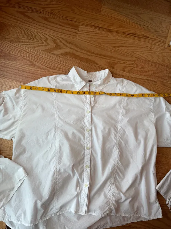 Free People Cotton Brown Eyed Girl White Poplin Ruched Tie Sleeve Shirt S - Image 13