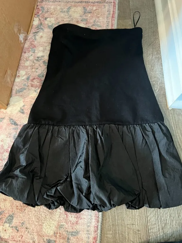 Edikted Black Bubble Skirt Ribbed Mini dress‎ size M - Image 5