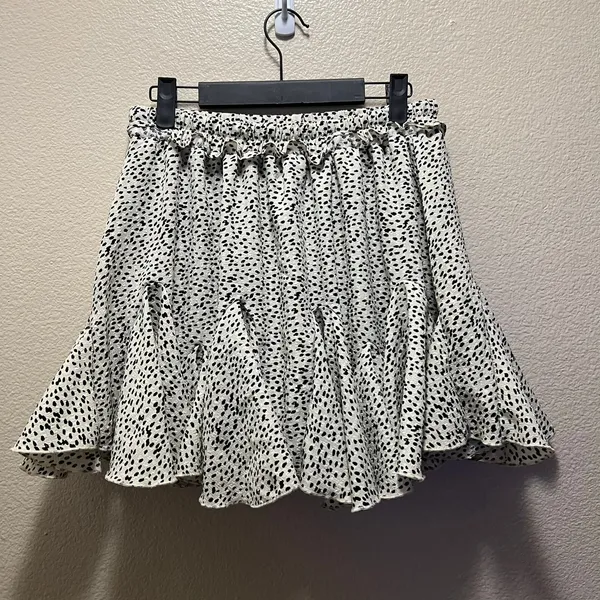 Miou Muse Skort Polka Dot White MMSK376 Elastic Waist Ruffle Size Medium - Image 3