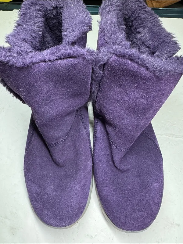 Skechers on-the-go Purple leather Suede Plush-Lined Winter Boots 8.5 slip on - Image 3