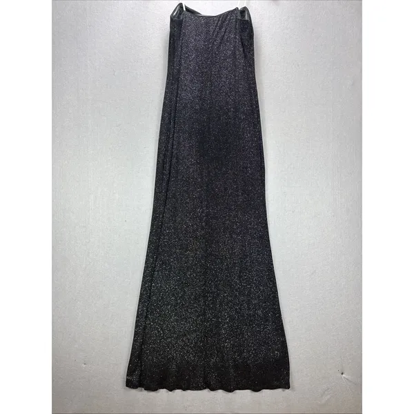 Jump Apparel 9/10 Formal Strapless Black Dress Shimmer Bodycon Prom Evening Y2K - Image 2