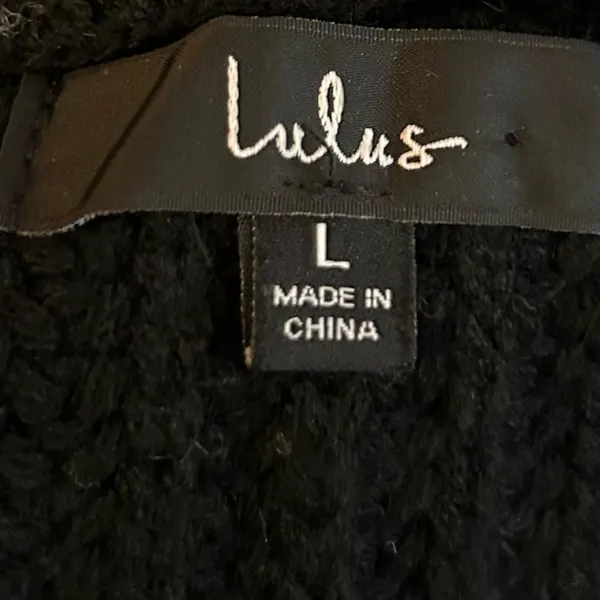 Lulus Black Cowl Neck Cable Knit‎ Long Sleeve Sweater Size Large - Image 3
