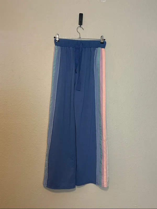 New In knit color block Wide‎ Leg pants Blue Size Small NWT - Image 2