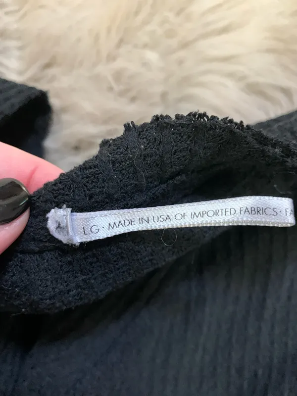 Urban Outfitters Black Waffle Knit Thermal Shirt Large - Image 3