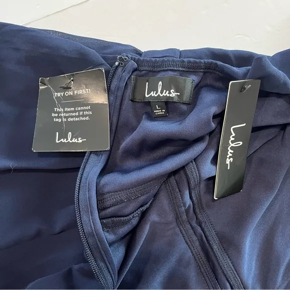 NWT Lulus Air of Romance Navy Blue‎ Maxi Dress LARGE - Image 11