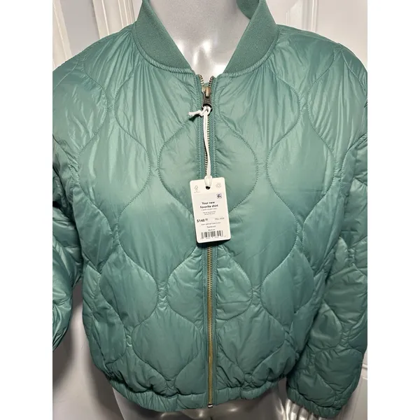 Marine Layer Avalon Lightweight Quilted Bomber Jacket Rainforest Green M NWT - Image 7