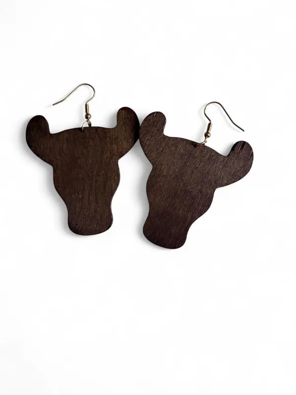 Southwestern Longhorn Earrings Brown - Image 4