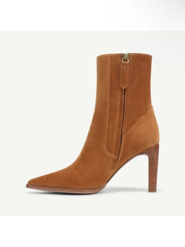 Franco Sarto "Appia" saddle Brown Suede Heeled dress Boots bootie NIB 8.5 - Image 4