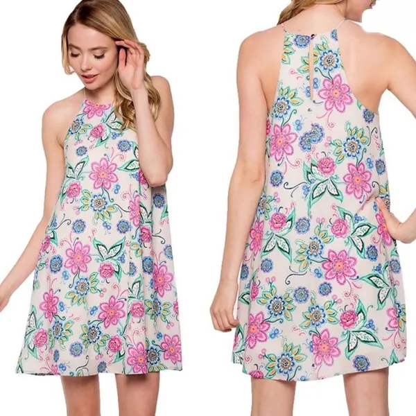Everly Halter Mini Shift Dress H2 - Image 2
