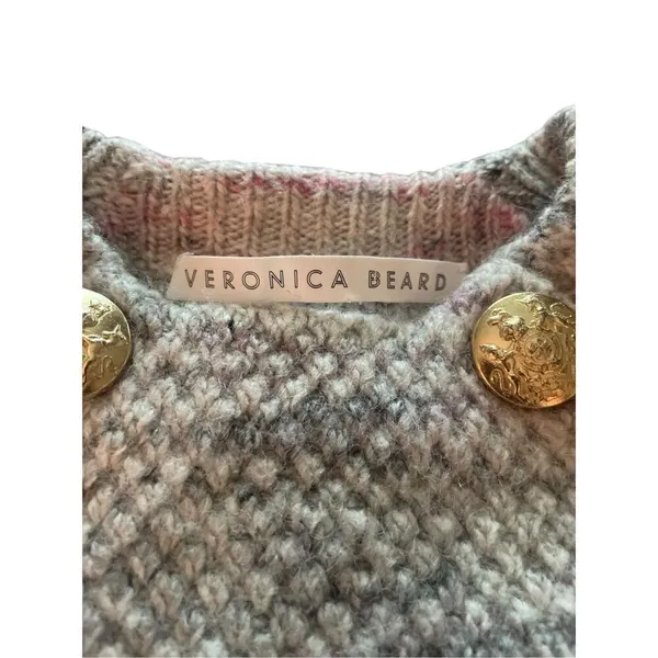 Veronica Beard Adelaide Crew Neck Full Sleeve Sweater S Merino wool/ Alpaca Gray - Image 7